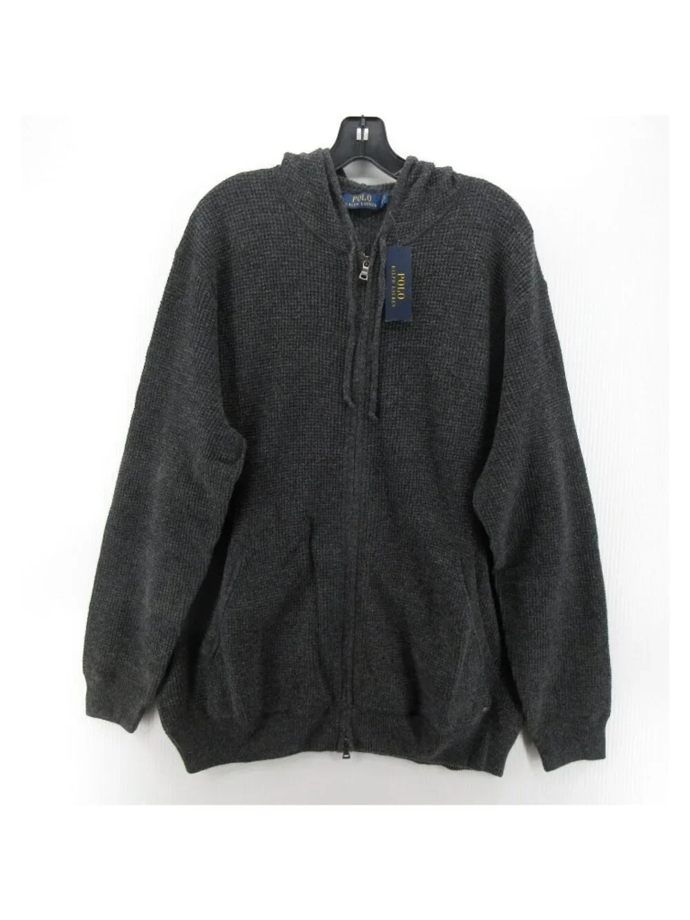 Polo Ralph Lauren Sweater 2XB Big Charcoal Merino Wool Cardigan Thermal